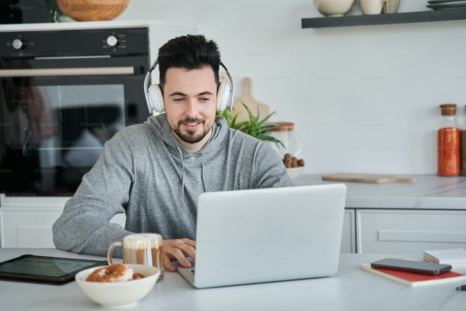 People collaborating in a modern workplace